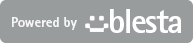 Powered by Blesta badge, white